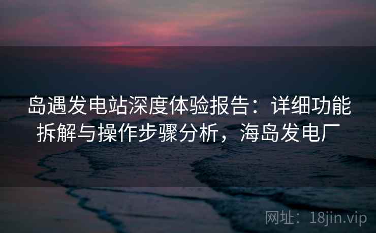 岛遇发电站深度体验报告：详细功能拆解与操作步骤分析，海岛发电厂